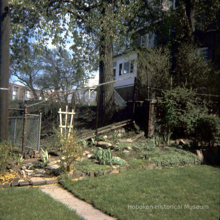 Color slide of the landscaped backyard of 907 Castle Point Terrace, Hoboken, May, 1972. picture number 1