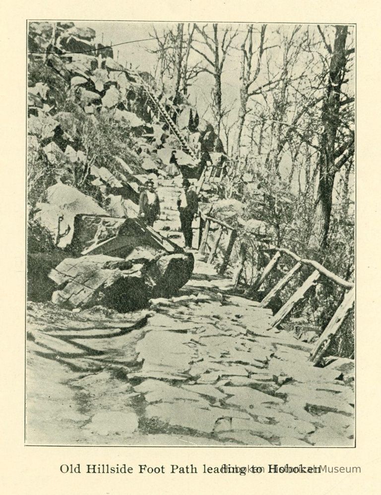 Digital image of black-and-white photo of the Old Hillside Foot Path leading to Hoboken, West Hoboken, ca. 1900. picture number 1