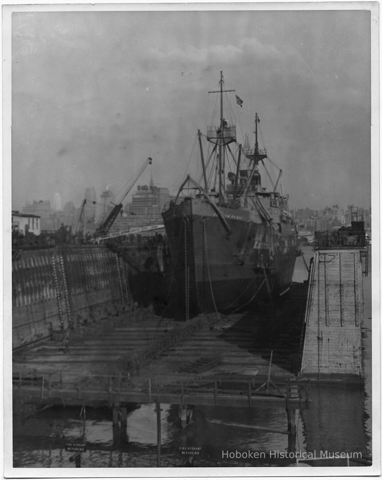 B+W photo of the S.S. American Prince in dry dock, Hoboken, no date, ca. 1940. picture number 1