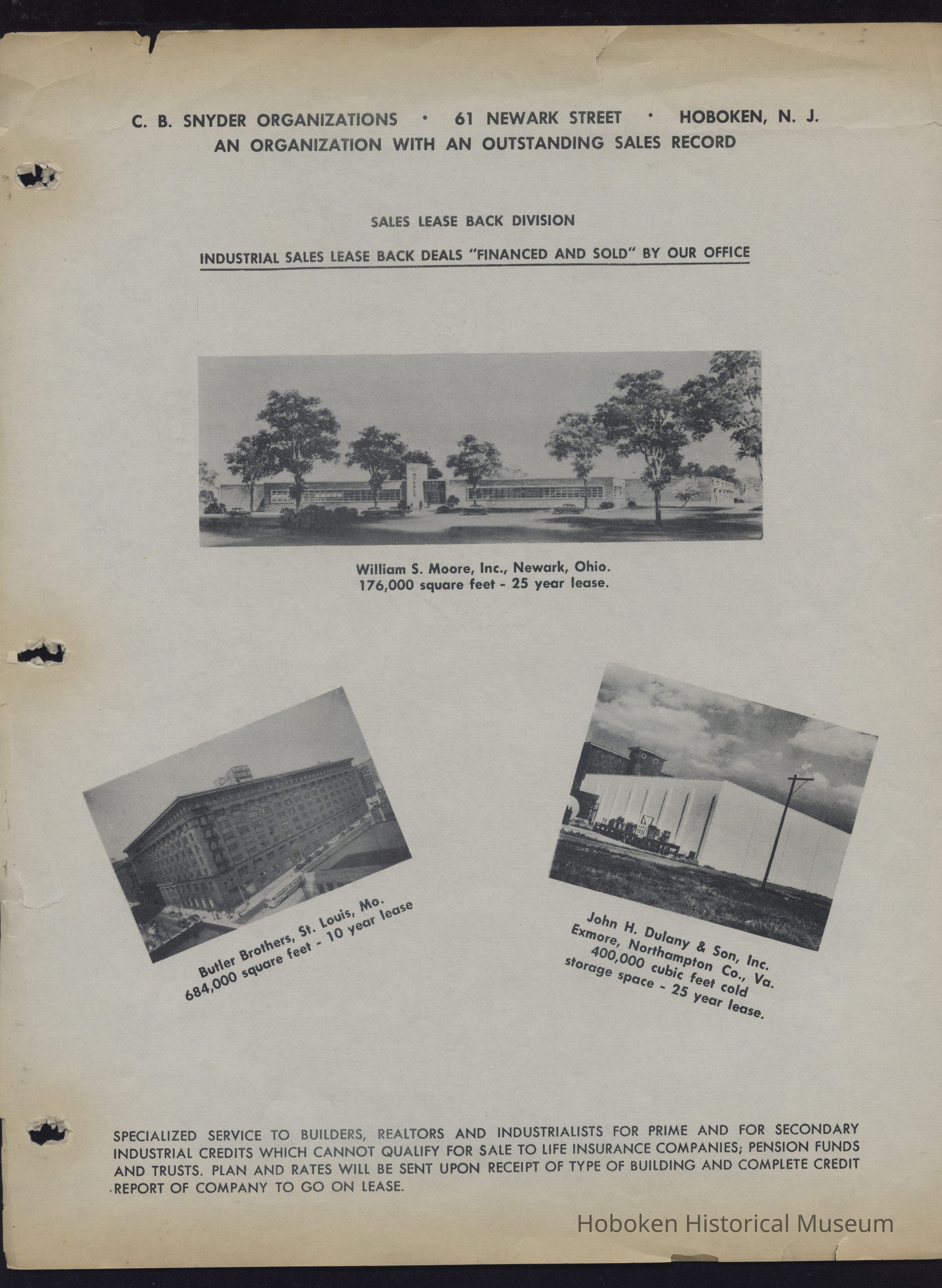 Advertising flier of industrial sale leaseback and financed deals. picture number 1