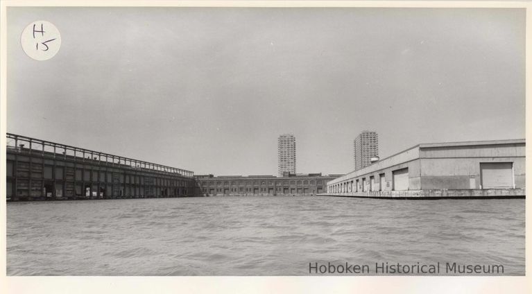 Digital image of B+W photo of the Hoboken waterfront, Hoboken, circa 1987. picture number 1