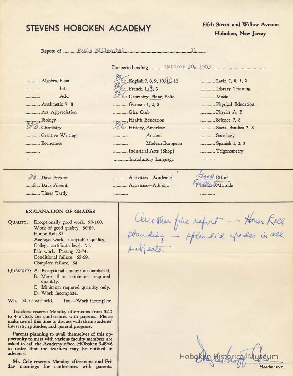 report Oct. 30, 1953