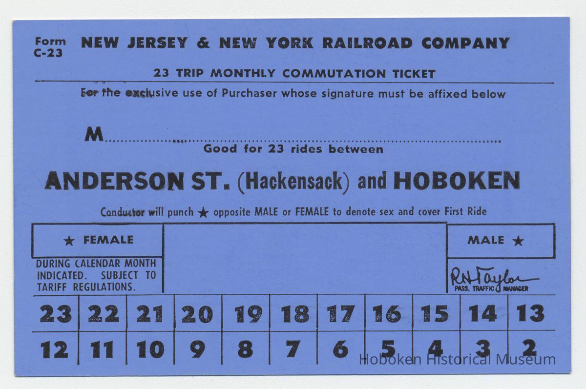 23 trip monthly ticket, unissued