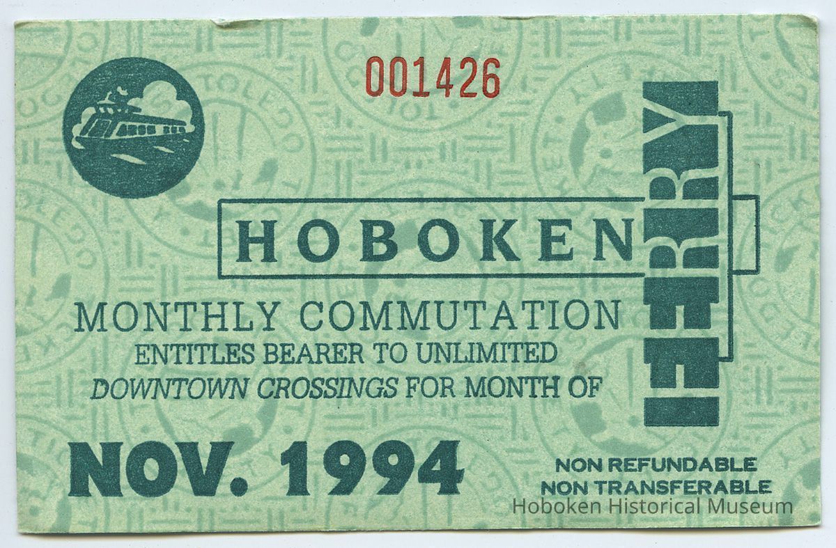 ticket, NY Waterway, Monthly Commutation, Nov. 1994