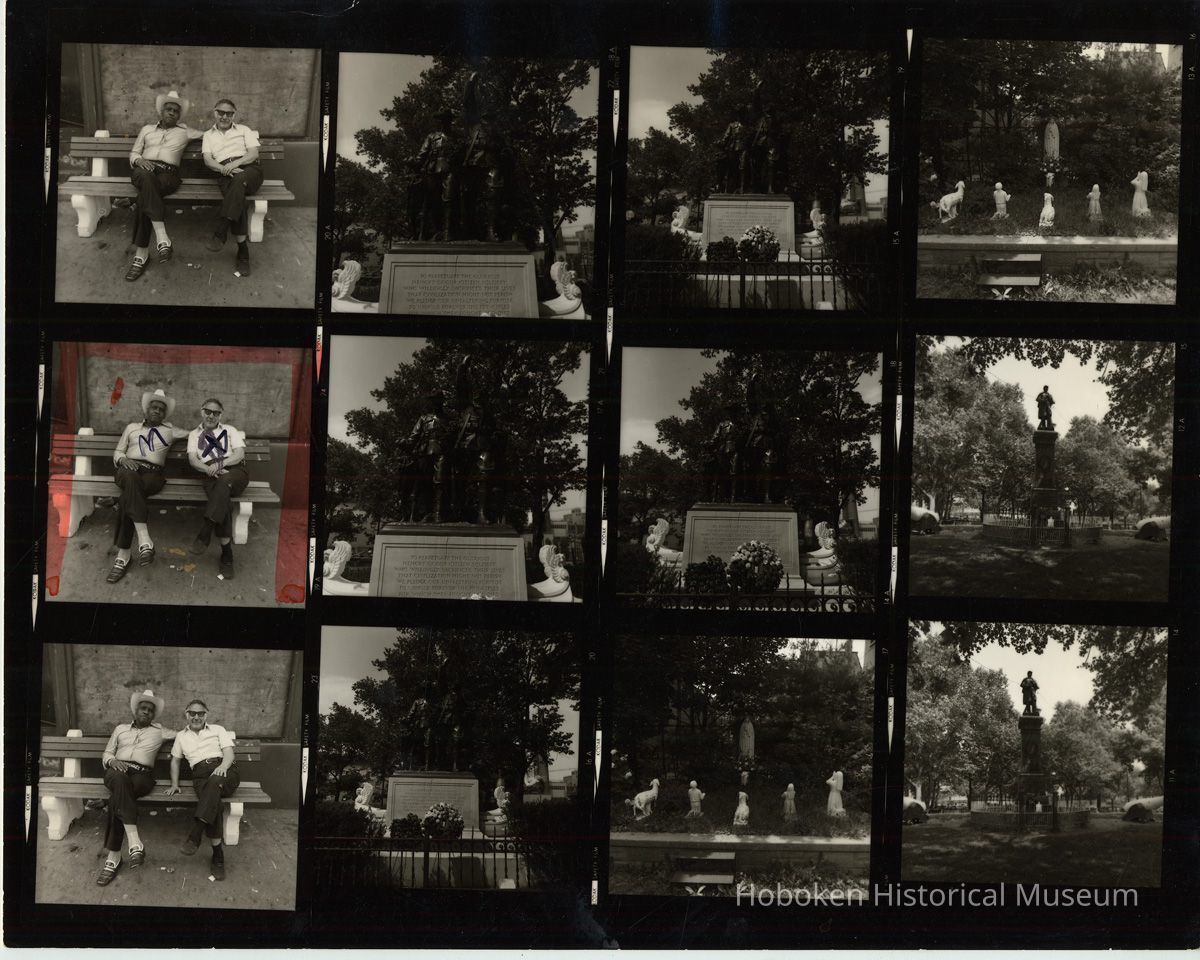 B+W negative contact sheet of images of Hoboken taken by John Conn. no date, [1976]. picture number 1