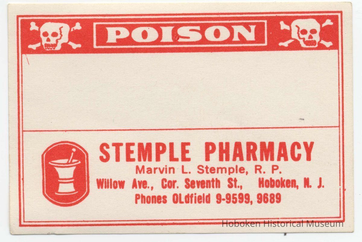 Printed label for prescription container, 