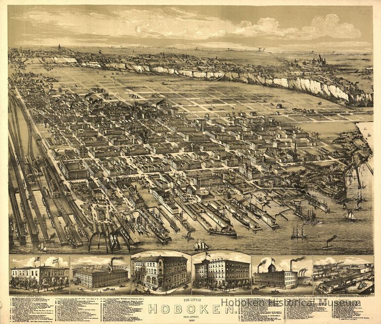 Hoboken map 1881 LOC 50 pct, original color