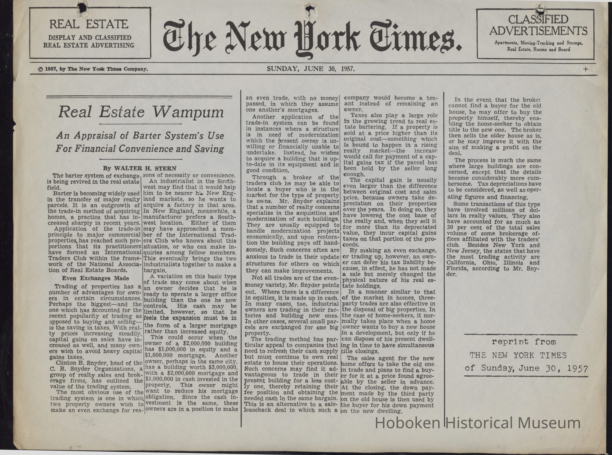 Reprint of a New York Times article dated June 30, 1957. picture number 1