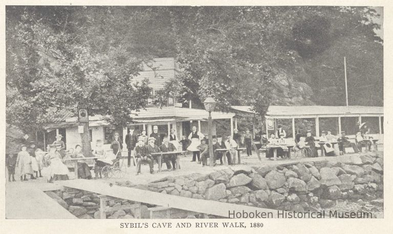 Printed B+W photograph of Sybil's Cave and River Walk 1880, Hoboken, ca. 1880's. picture number 1