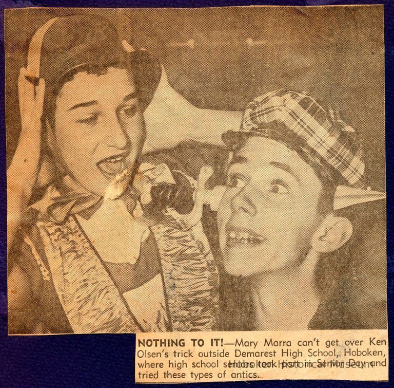 Digital image of newsclipping of two Demarest High School senior class members, Hoboken, no date, ca. June 1956. picture number 1