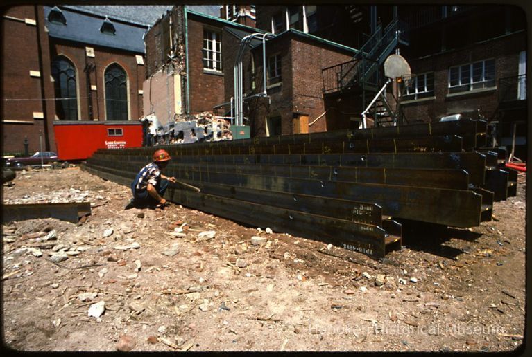 construction of north wing of Saint Mary Hospital; steel