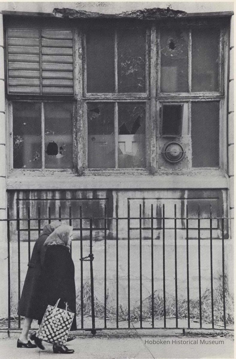 Reference image of printed photo image of Keufel & Esser building under renovation from pg 21 of archives catalog 2002.026.0002, Hoboken, ca. 1975. picture number 1