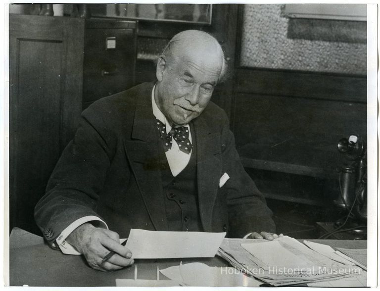 image: Sir Thomas Lipton in his Hoboken office, 1930.