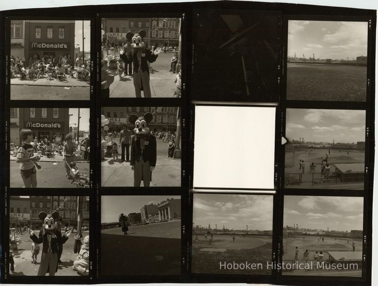 B+W negative contact sheet of images of Hoboken taken by John Conn. no date, [1976]. picture number 1