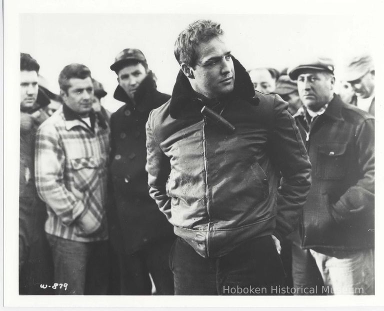 Black-and-white publicity photo of Marlon Brando as Terry Malloy in film 