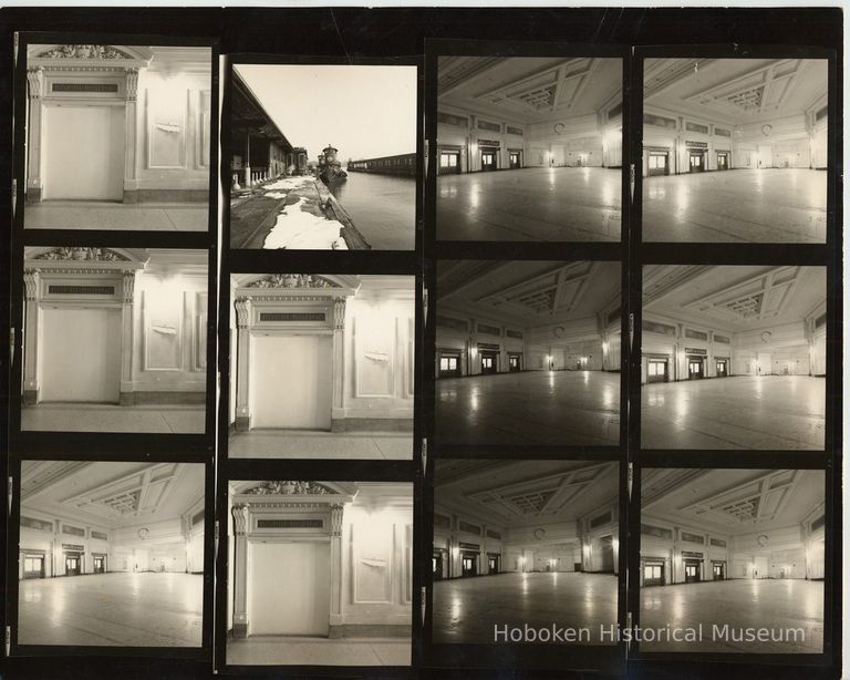 B+W negative contact sheet of images of Hoboken taken by John Conn. no date, [1976]. picture number 1