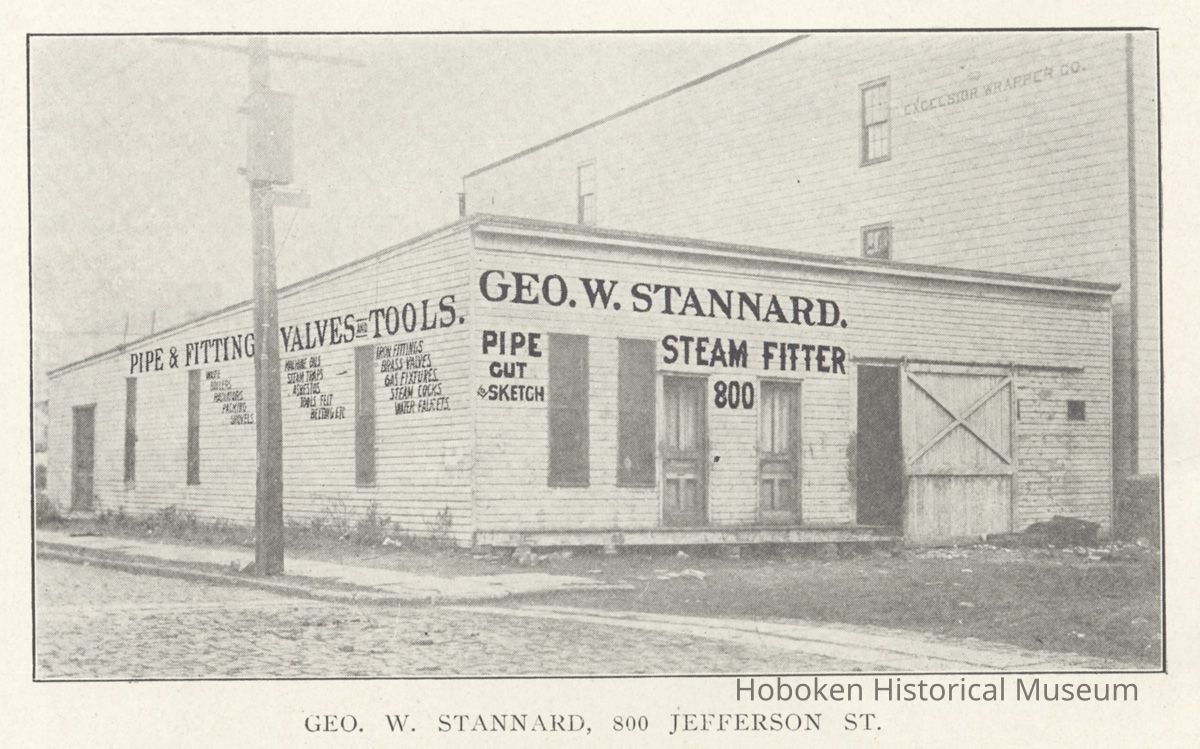 Printed B+W photograph of George W. Stannard, steamfitter & plumber, 800 Jefferson Street, Hoboken, no date, ca. 1906-1908 picture number 1