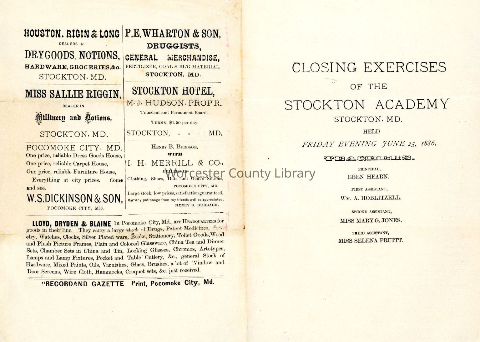 Stockton High School collection (WR 24)