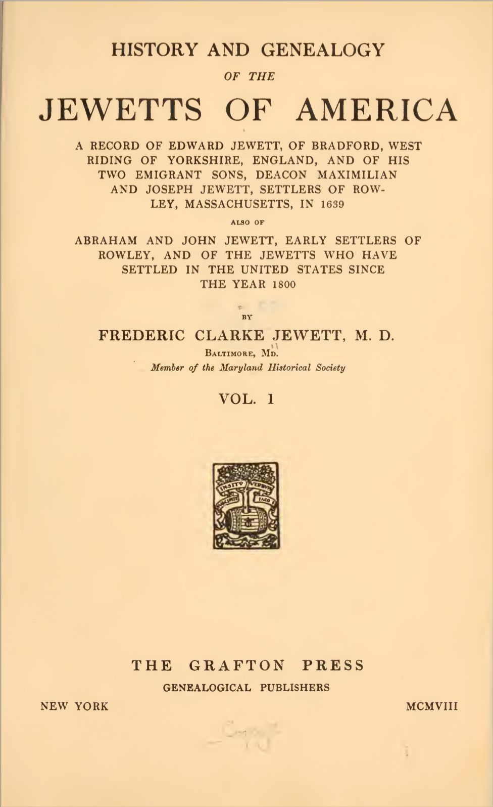 Jewett Family of America Reference Books