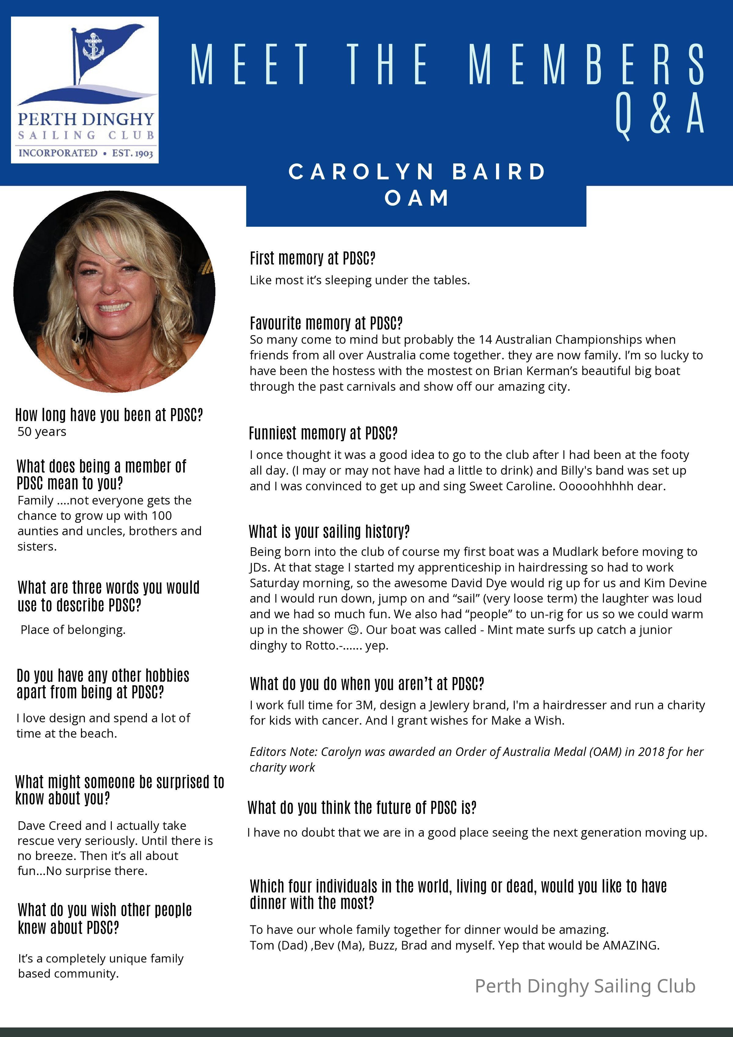 Carolyn Baird OAM: Members Profiles