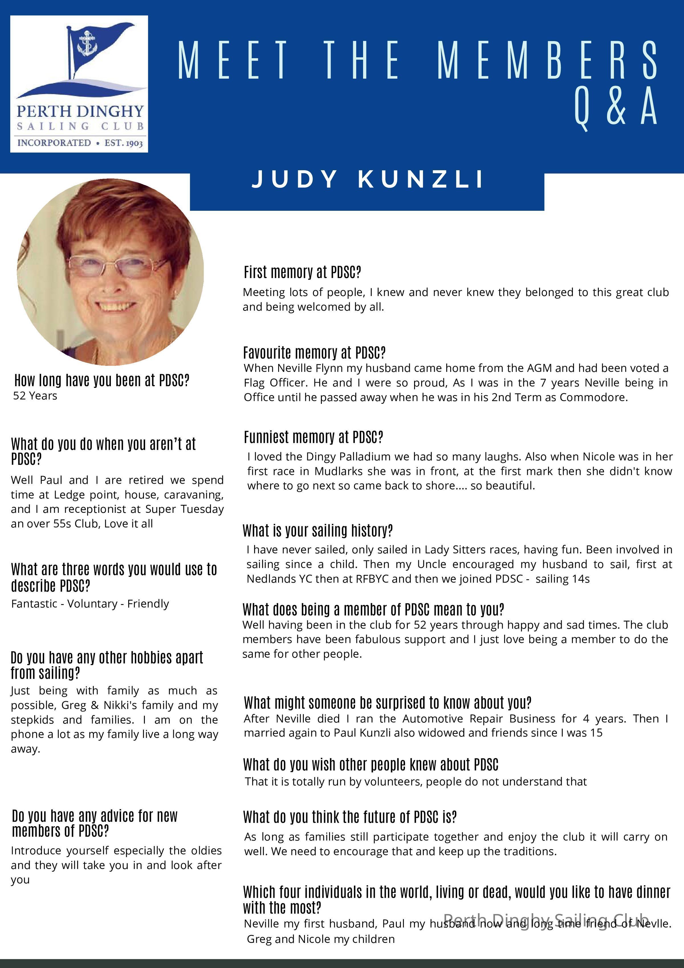 Judy Kunzi: Members Profiles