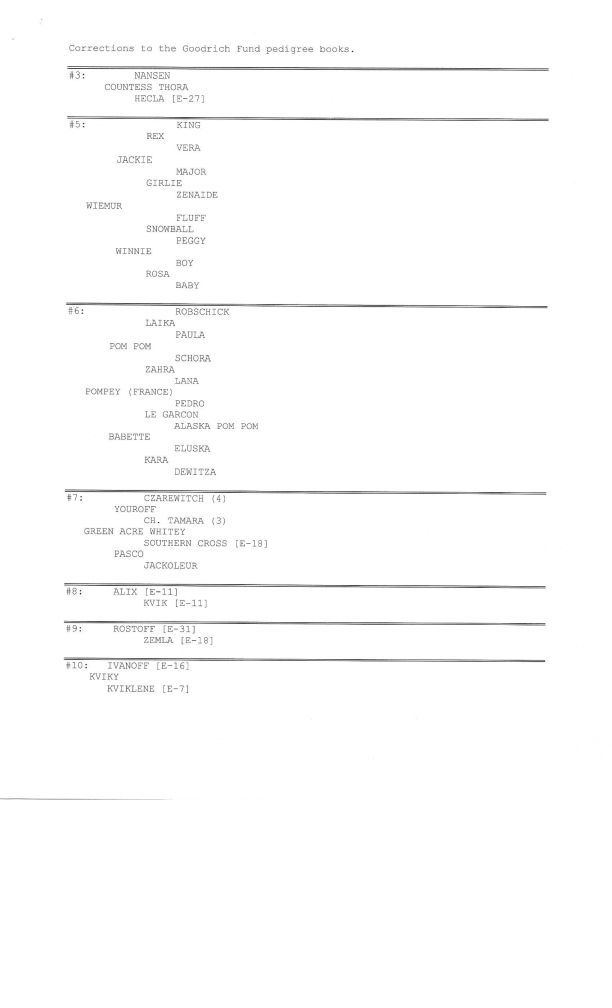 Goodrich Pedigree Books, Ross Chapin Updates and Corrections