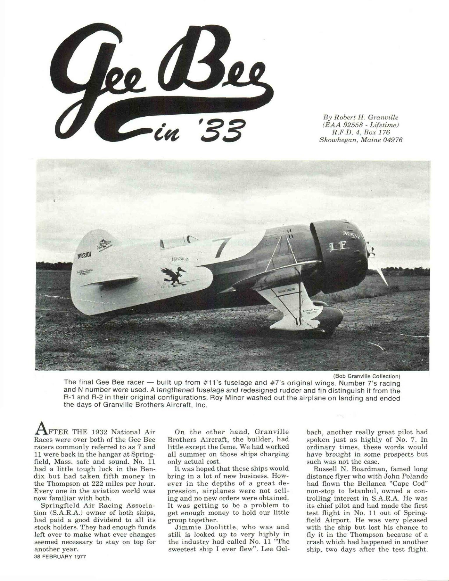 Gee Bee planes & the Granvilles