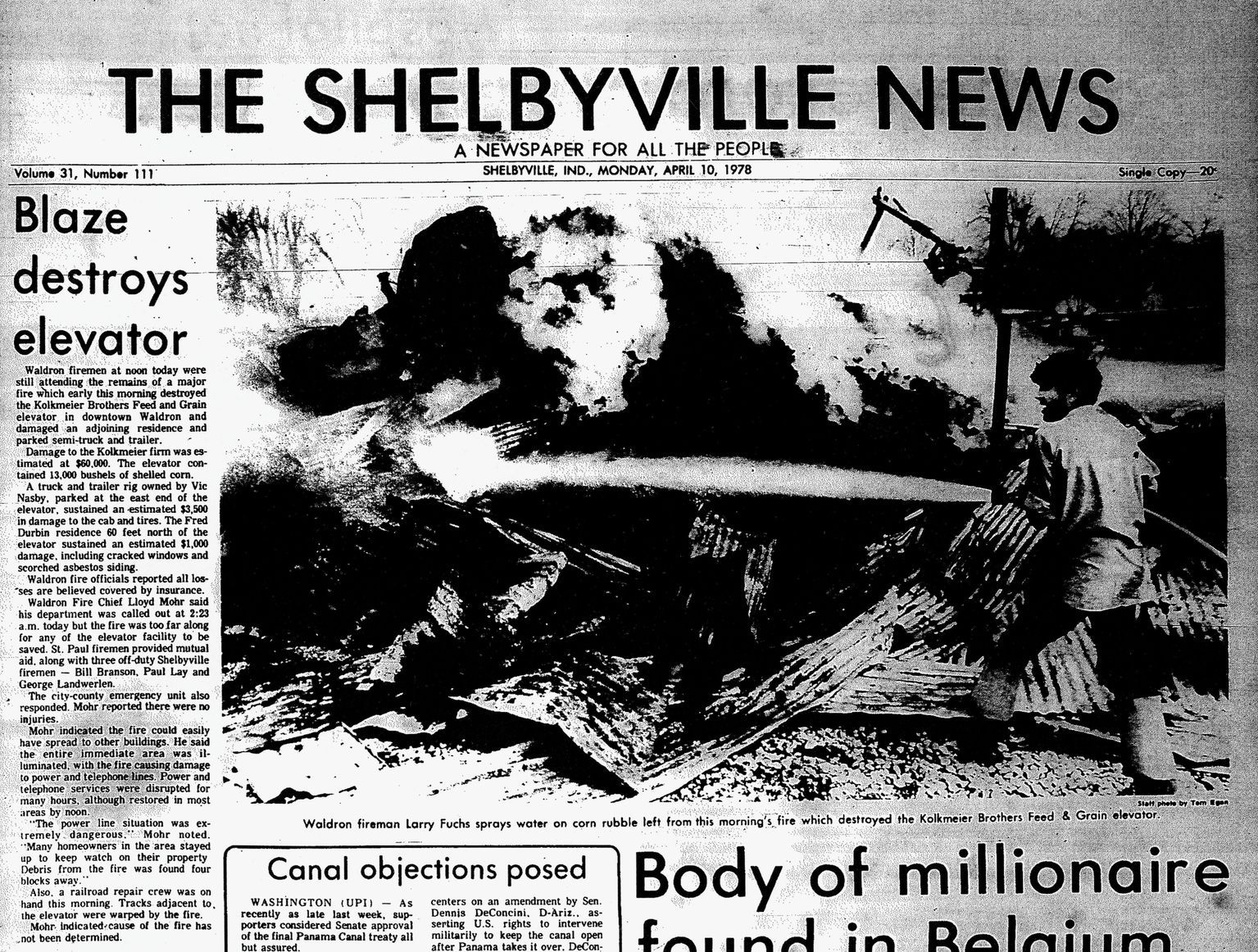 Waldron Grain Elevator Fire 4/10/1978