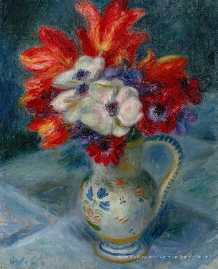 Anemones and Tulips in Quimper Pitcher