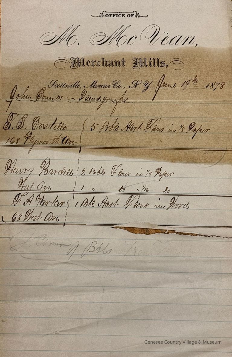 Record of Flour Sales, M. McVean