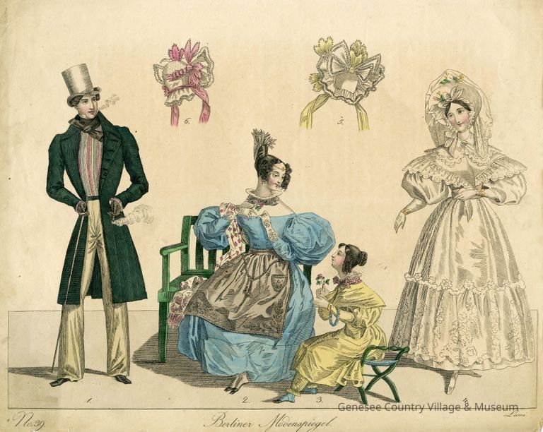 2 Women, 1 with Apron, Girl, Man Smoking