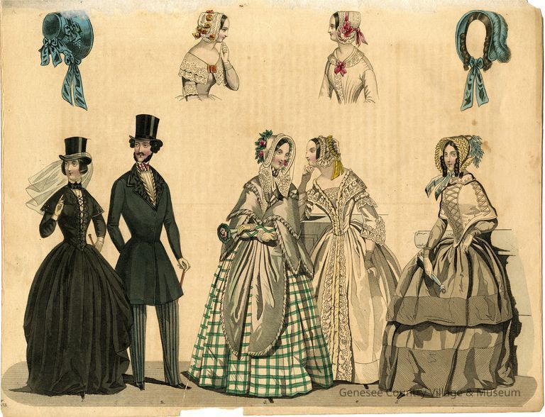 2 Men, 3 Ladies, One in Riding Habit, and 4 Details