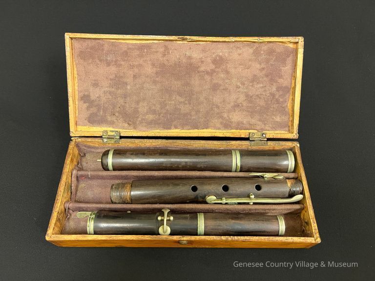 Flute in its storage case