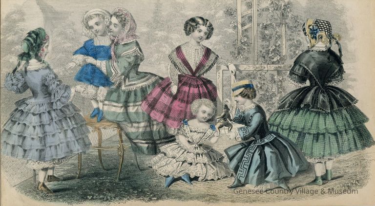 Lady and Six Children in a Garden