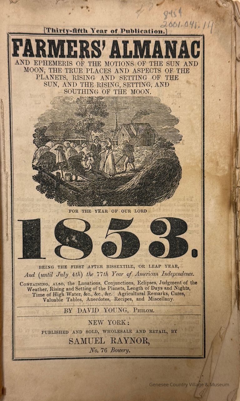 Farmers' Almanac, 1853