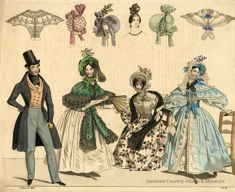 3 Ladies and a Man with a Frock Coat; Huge Sleeve