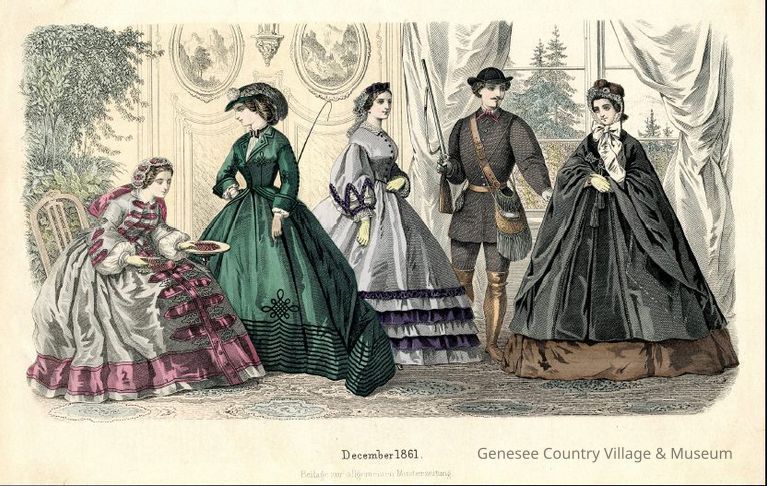 4 Ladies in Parlor in the Woods, 1 Men in Hunting Gear