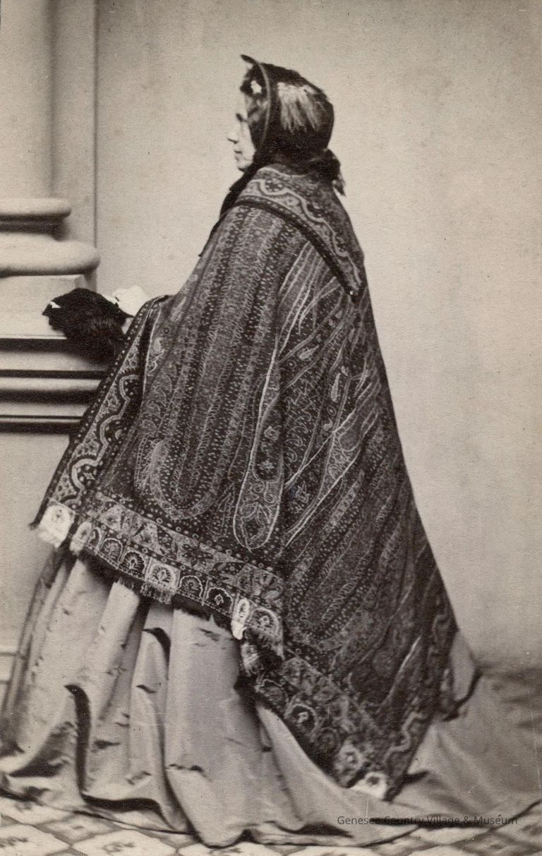 wearing the camel hair shawl.   Frances Ann Freeman about 1862