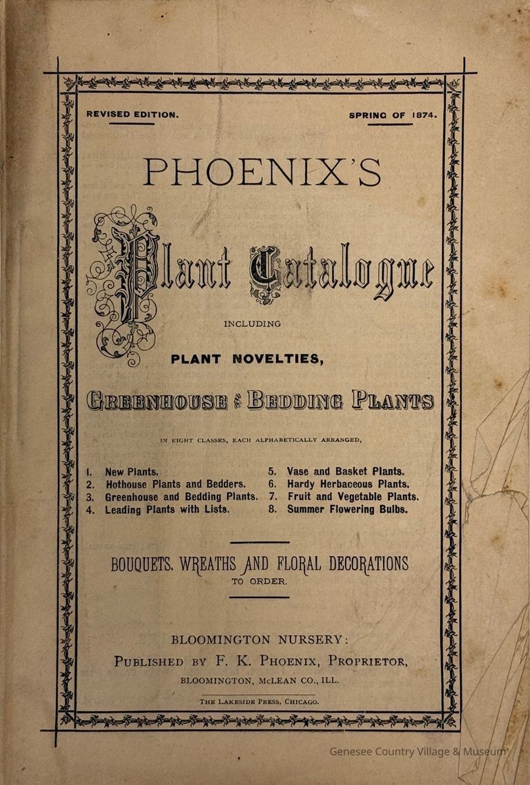 Phoenix's Plant Catalogue, 1874