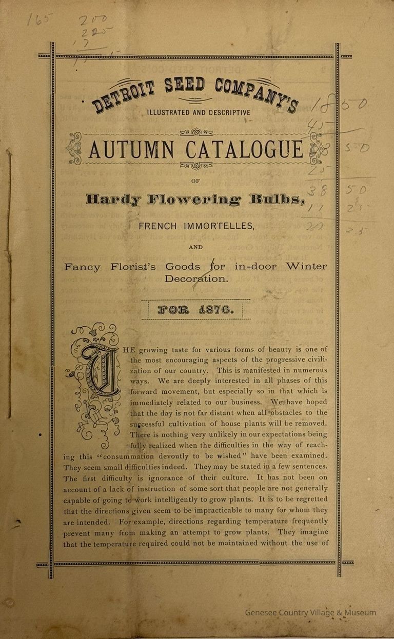 Detroit Seed Company Catalogue, 1876