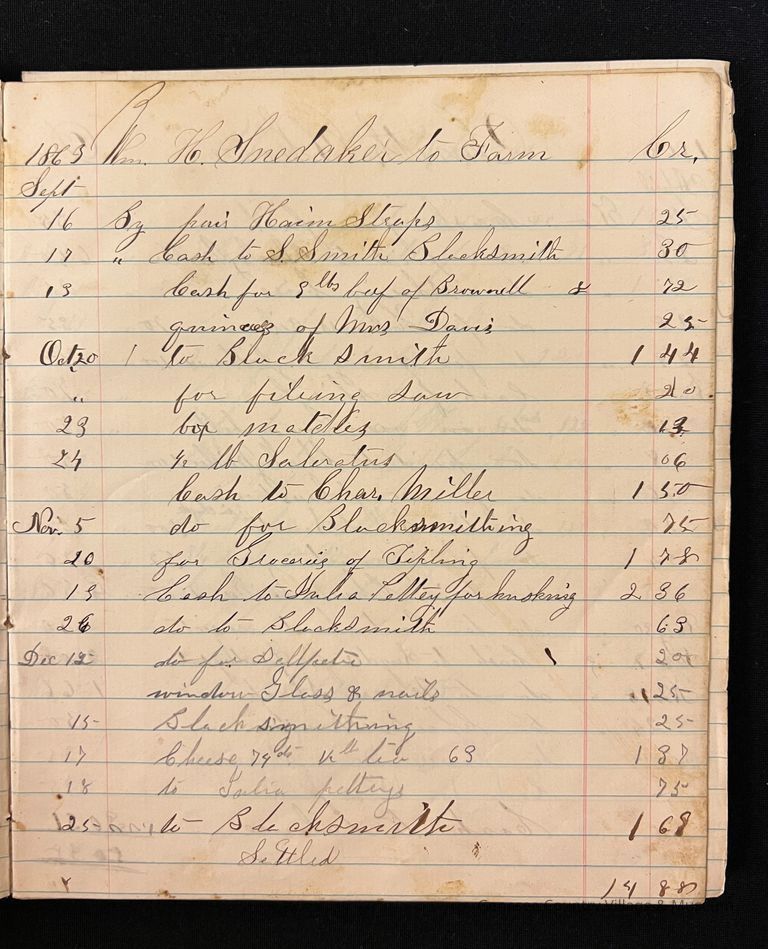 Account Book of William H. Snedaker