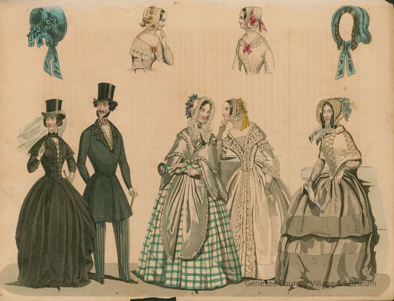 4 Women, 1 Man, 2 Bonnets, 2 Caps