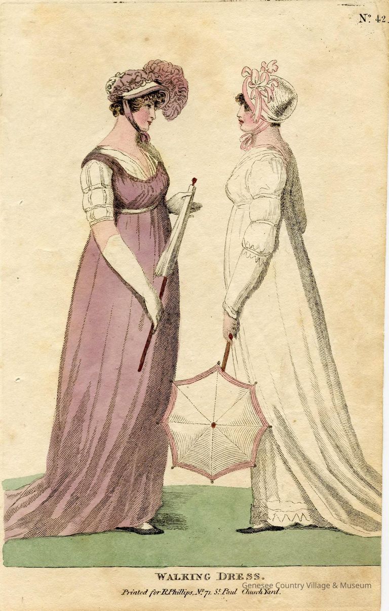2 Ladies, Trained Dress and Parasol