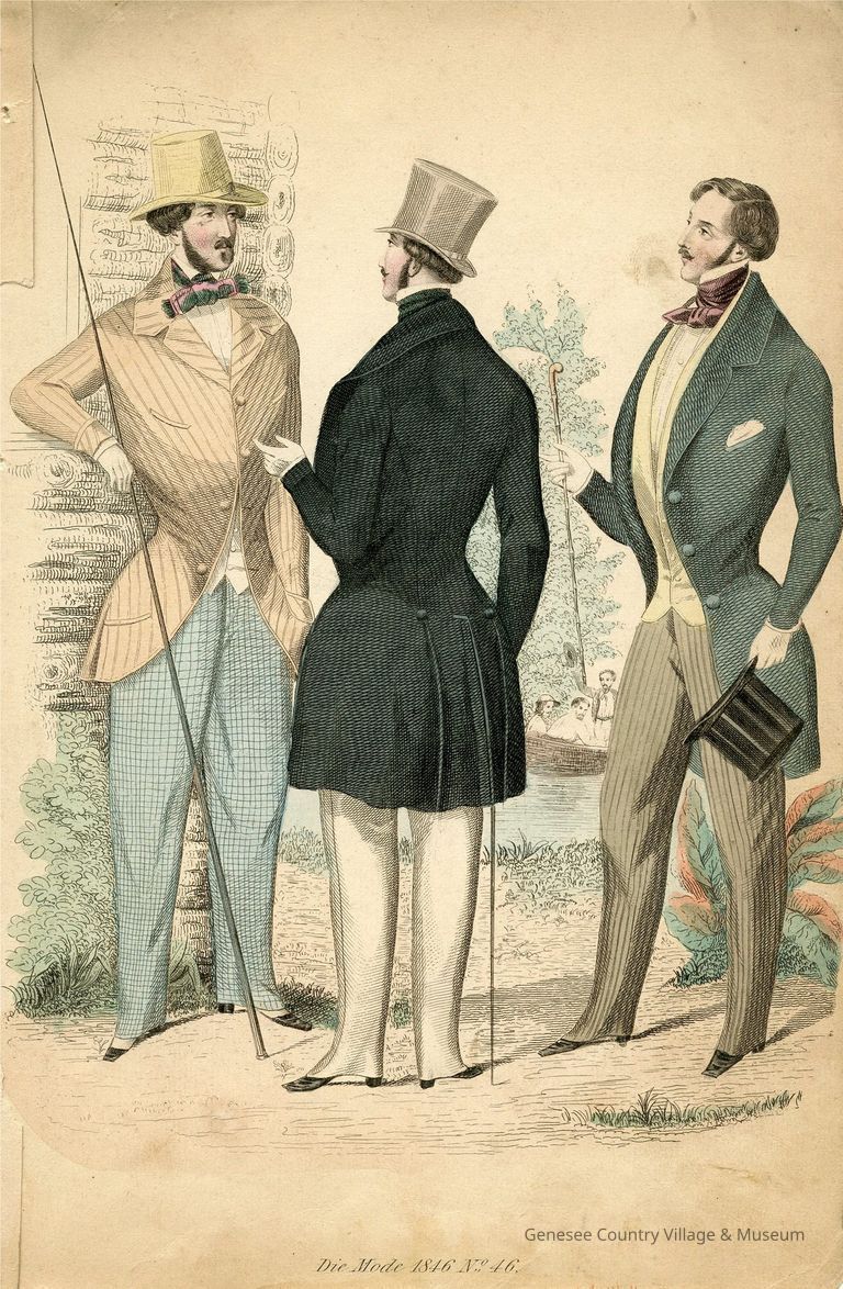 3 Men by Riverside, One with Fishing Pole