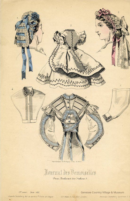 2 Caps, Girl's Dress, Bodice, Chemisette, and Sleeve - Image 2