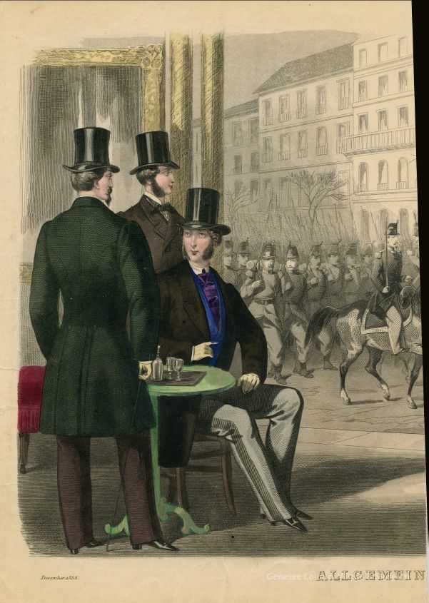 6 Men and a Woman Watching a Parade Downtown