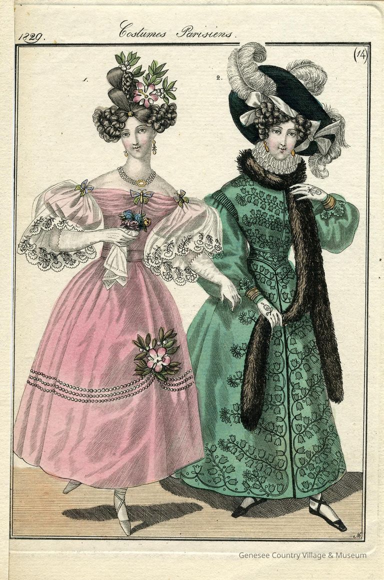 2 Ladies Coat, Tippet Costumes Parisiens