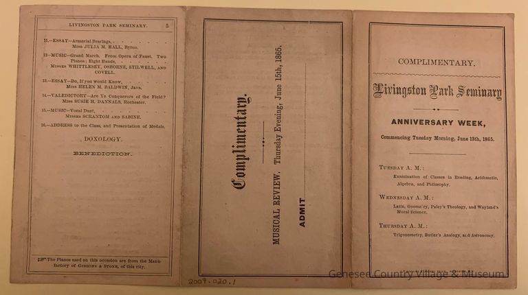 Livingston Park Seminary Anniversary Week Program, June 13, 1865 - Image 2