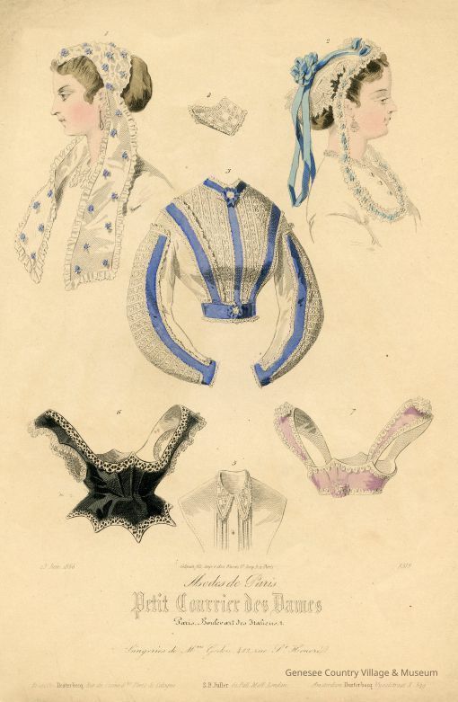 2 Caps, A Bodice with Blue Trim, 2 Swiss Belts, Chemisette