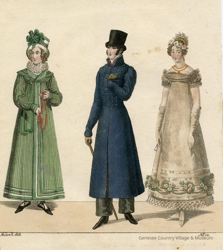 2 Ladies and 1 Man in Blue Frock Coat
